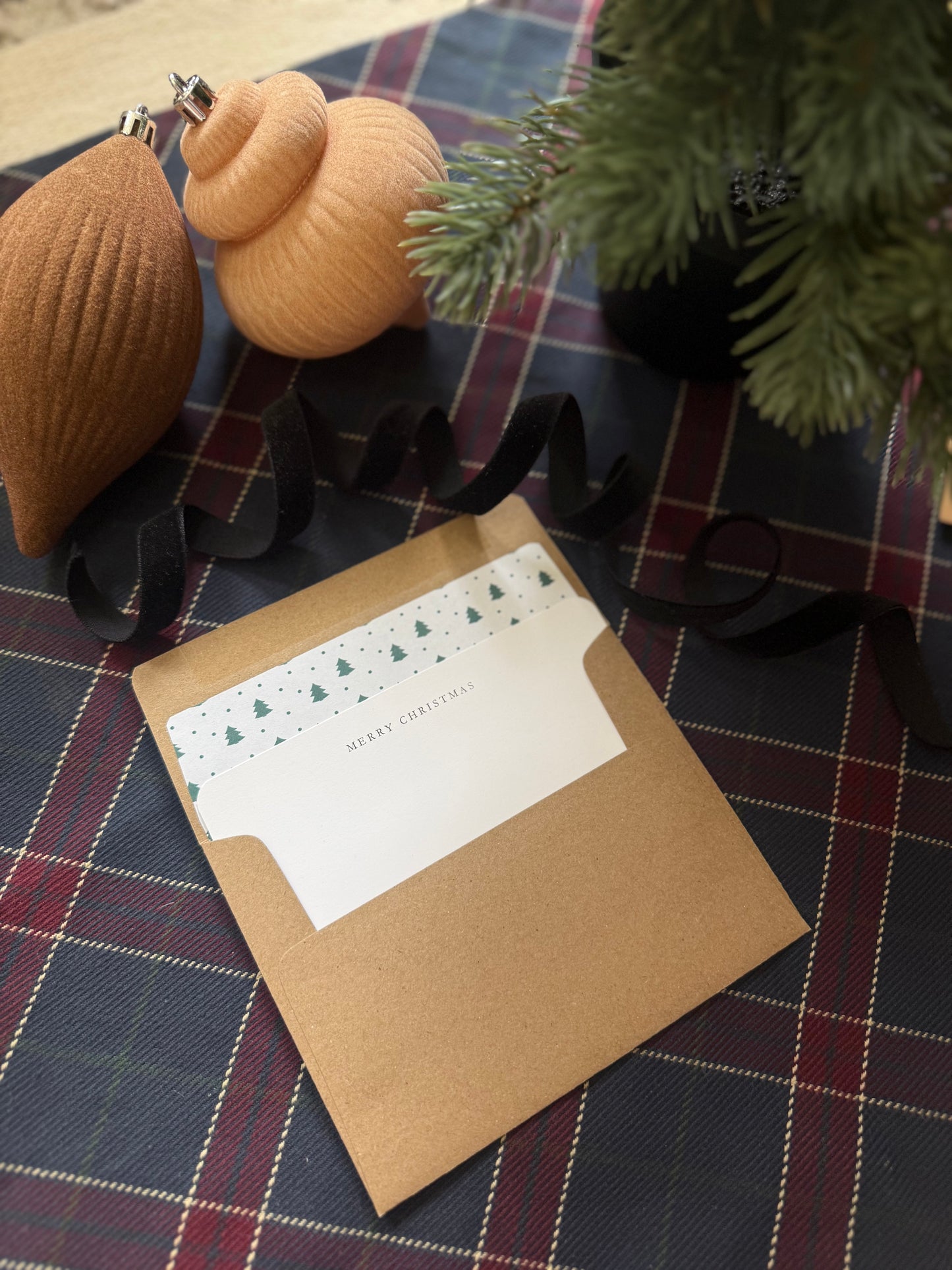 Merry Christmas Notecard & Envelope Set – Green Christmas Tree A2 Cards