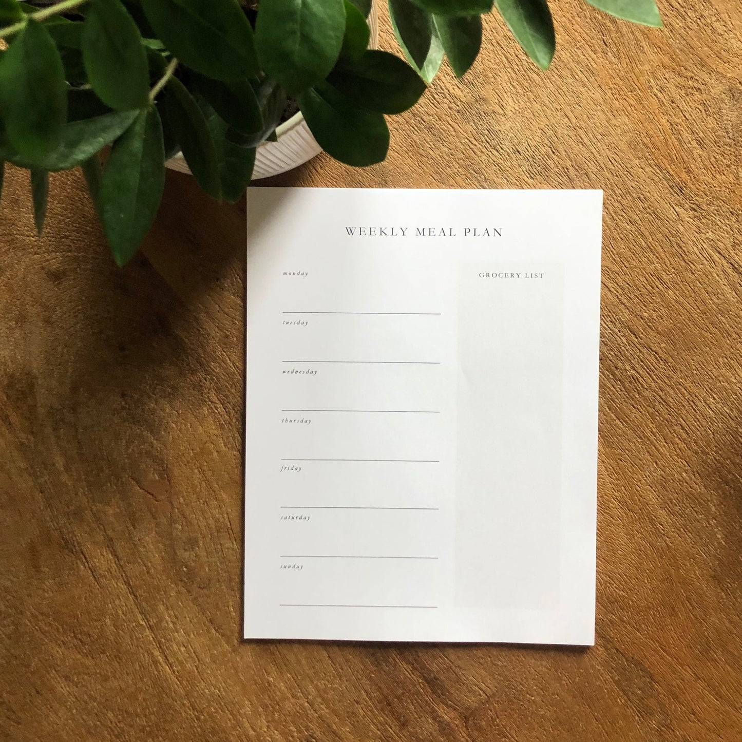 Weekly Meal Plan & Grocery List Notepad
