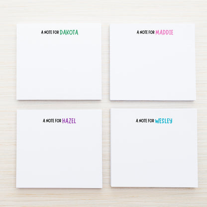 "A Note For" Personalized Kids Lunchbox Notepad