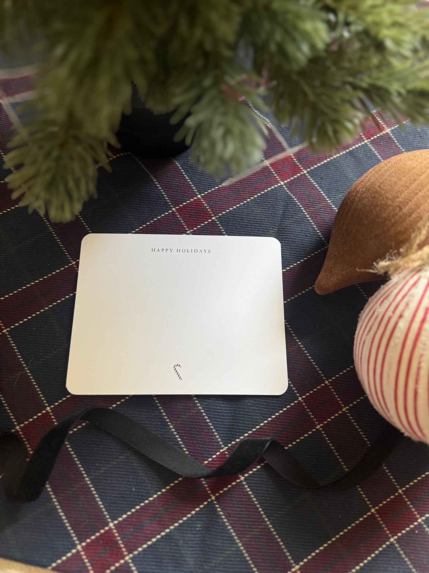 Happy Holidays A2 Notecards – Black & White Candy Cane Cards