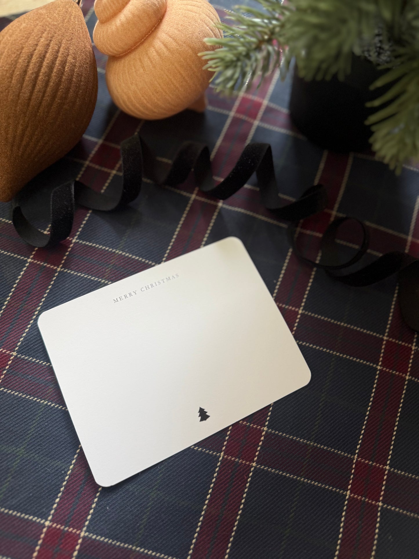 Merry Christmas A2 Notecards – Black & White Christmas Tree Cards