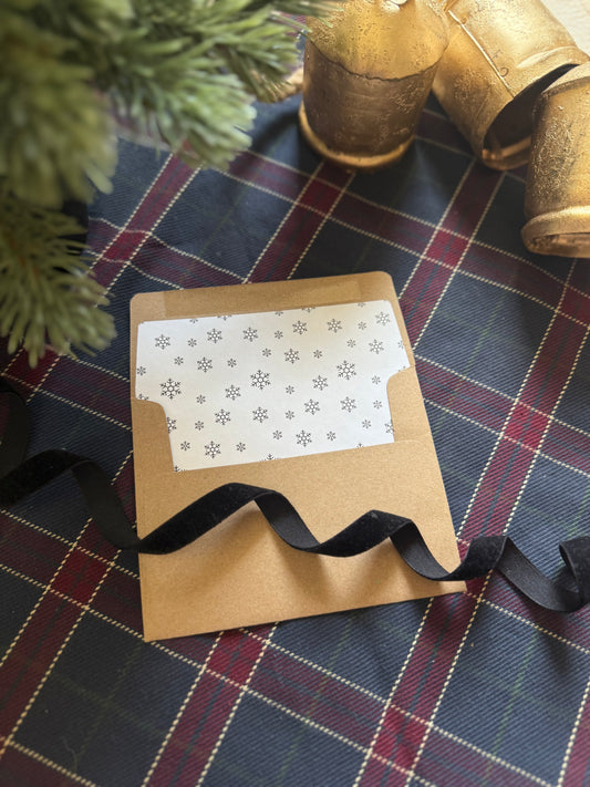 Snowflake Envelope Liners with A2 Kraft Envelopes – Winter Lined Envelopes