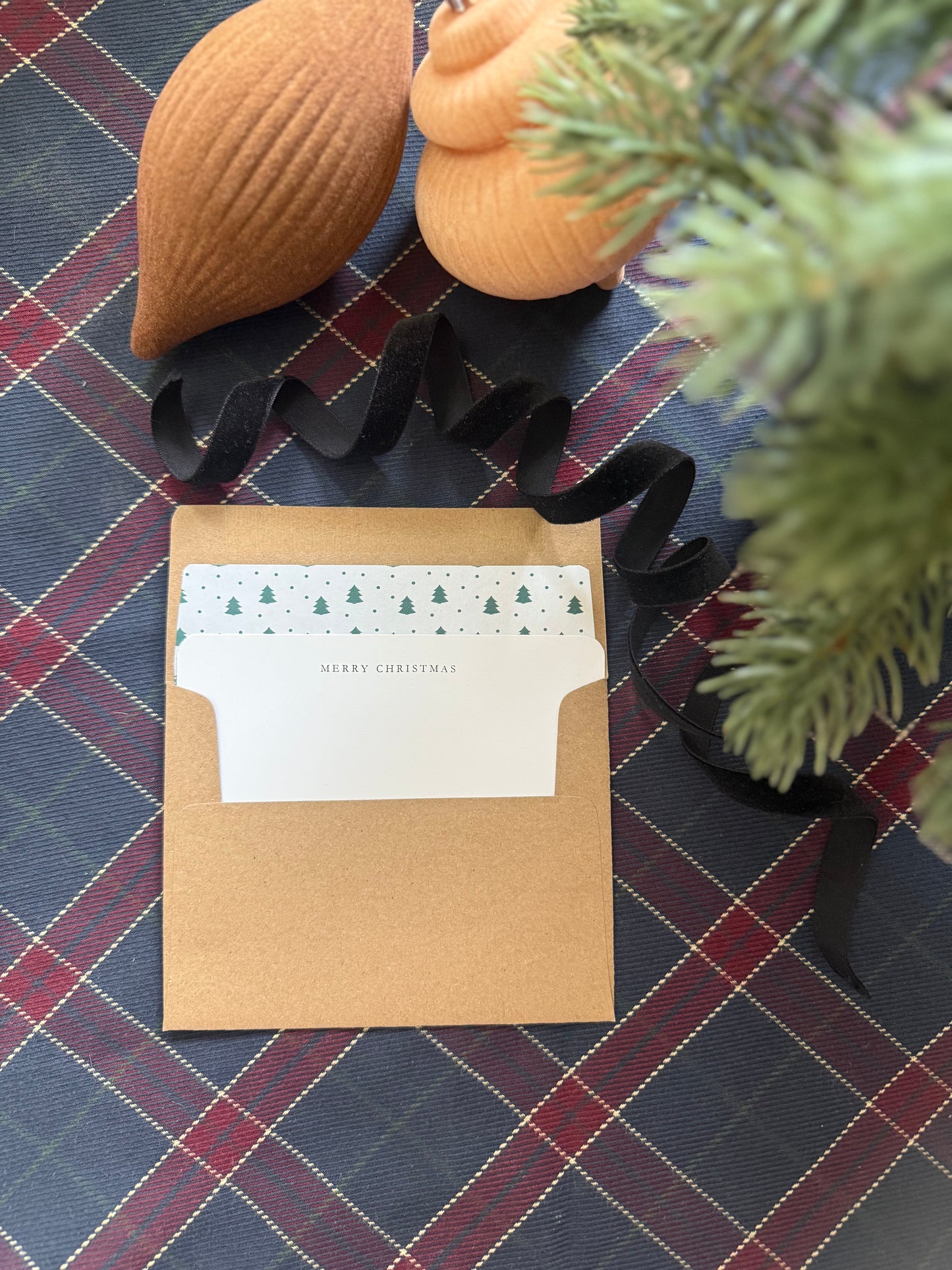 Merry Christmas Notecard & Envelope Set – Green Christmas Tree A2 Cards