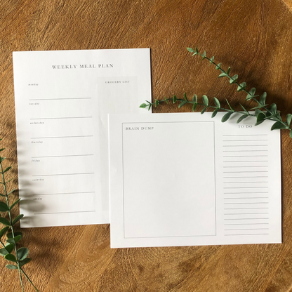 Weekly Meal Plan & Grocery List Notepad