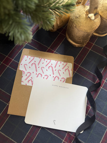 Happy Holidays A2 Notecards – Black & White Candy Cane Cards