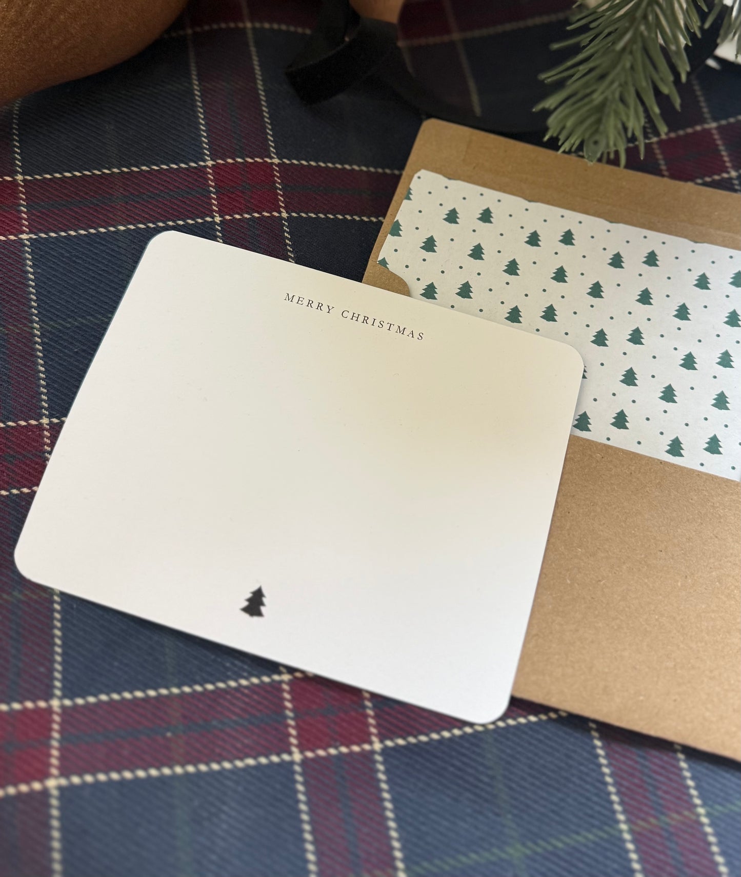 Merry Christmas A2 Notecards – Black & White Christmas Tree Cards