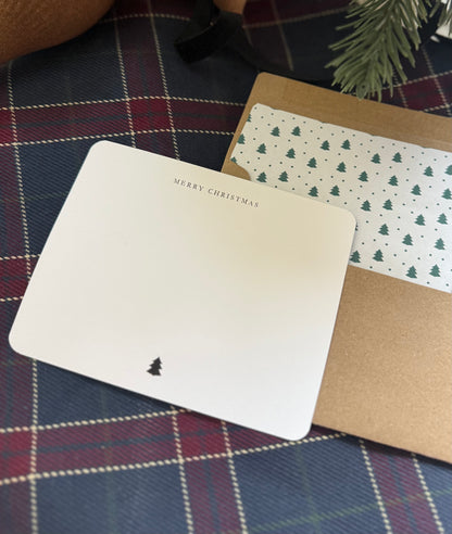 Merry Christmas A2 Notecards – Black & White Christmas Tree Cards