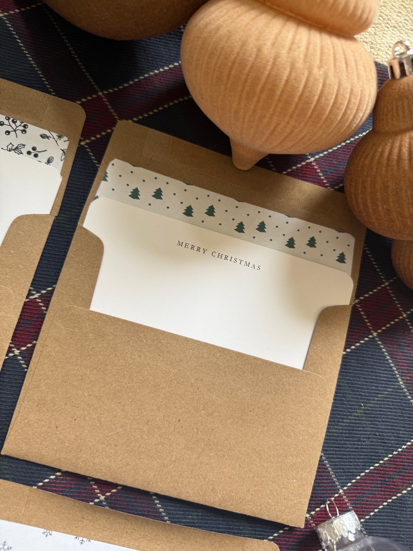 Merry Christmas Notecard & Envelope Set – Green Christmas Tree A2 Cards