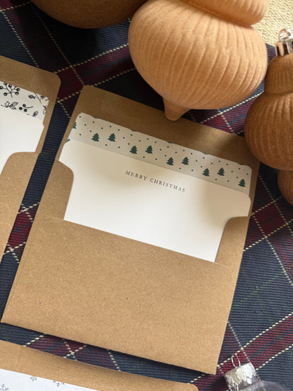 Merry Christmas A2 Notecards – Black & White Christmas Tree Cards