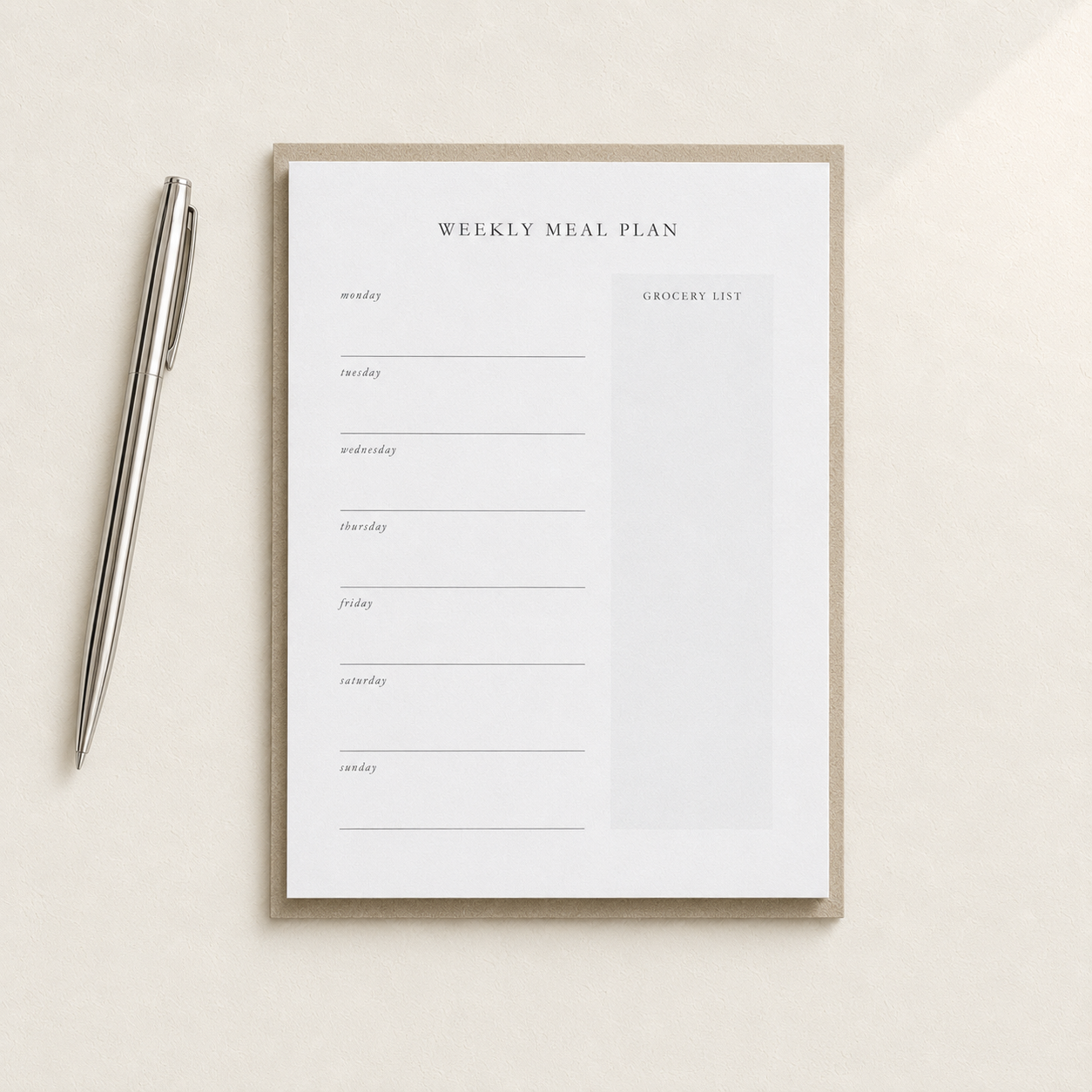 Meal Plan & Grocery List Notepad