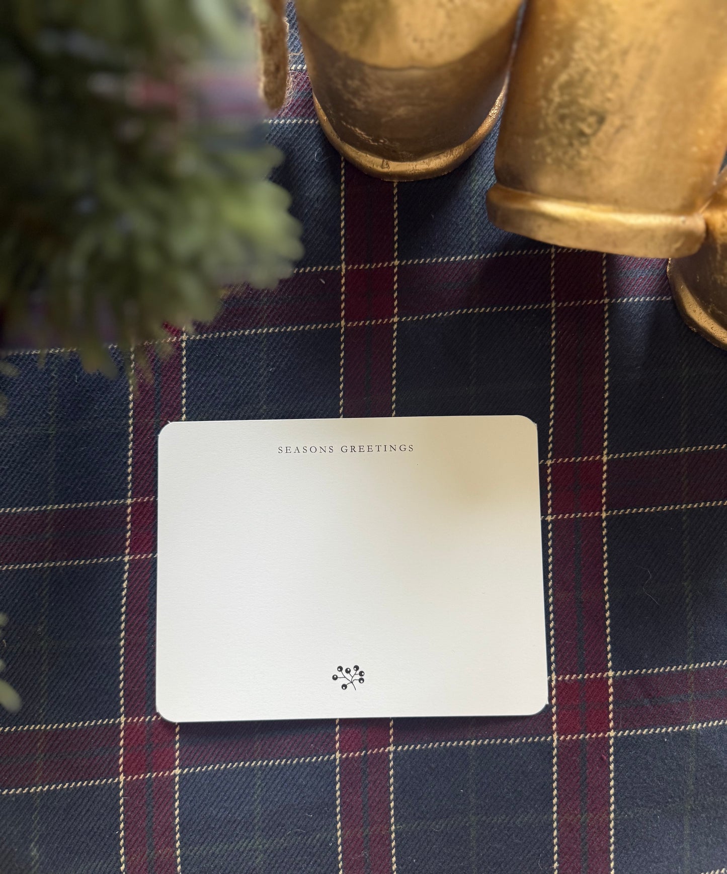 Season’s Greetings A2 Notecards – Black & White Christmas Floral Cards