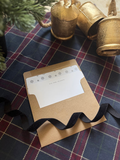 Tis The Season Notecard & Envelope Set – Snowflake A2 Cards with Kraft Envelopes