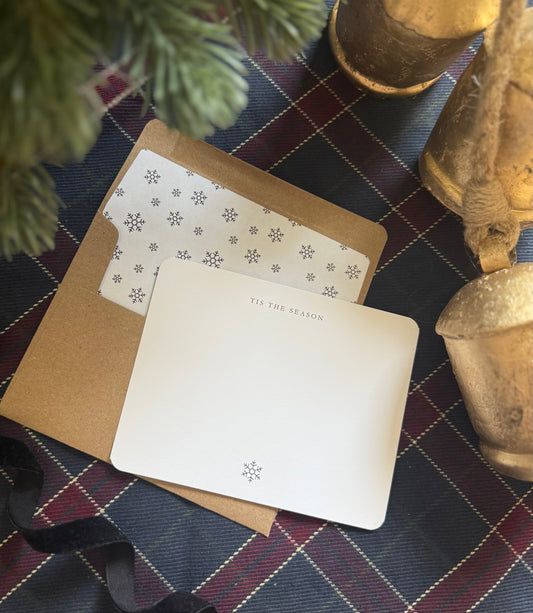 Tis The Season A2 Notecards – Black & White Snowflake Cards
