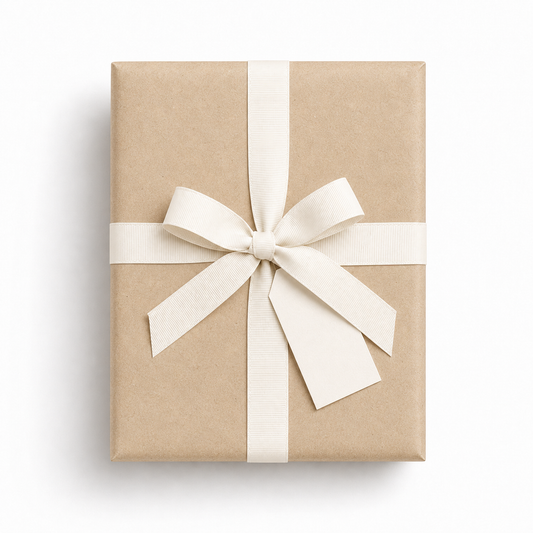 Kraft Paper and White Ribbon Gift Wrapping