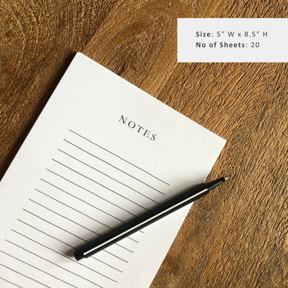 "Notes" Lined Notepad