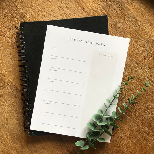 Weekly Meal Plan & Grocery List Notepad