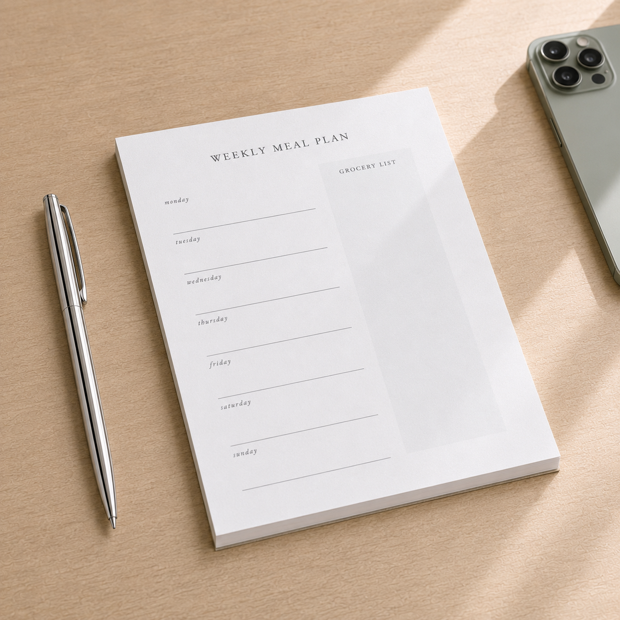 Meal Plan & Grocery List Notepad